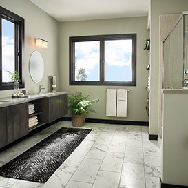 Bathroom with Marble Flooring with window view